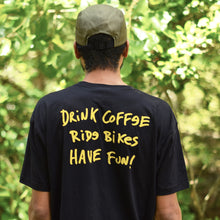 Load image into Gallery viewer, COFFEE. BIKES. FUN. t-shirt
